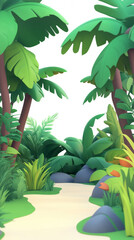 Fototapeta premium Lush jungle path with vibrant green foliage