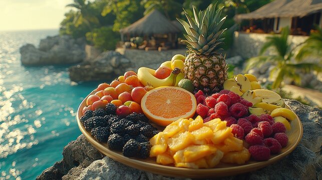 Tropical fruit platter oceanside resort