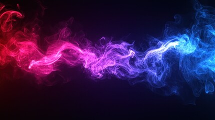 Red and blue smoke swirl on dark background for use in abstract graphic design.