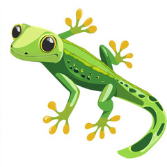 Fototapeta premium Cheerful Green Gecko: A vibrant illustration of a friendly gecko with bright yellow toes.