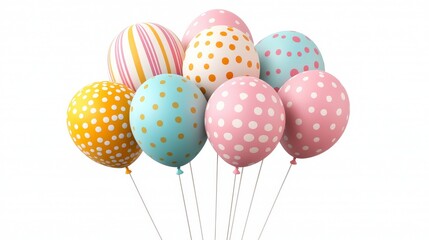 Colorful and Playful Balloons with Polka Dots and Stripes for Celebrations and Festive Occasions