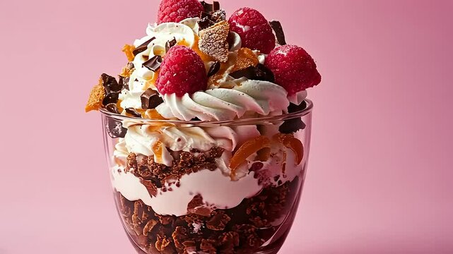Delicious Raspberry and Chocolate Dessert in Glass