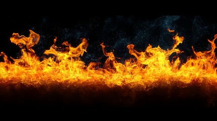 Fire flames on black background