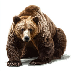 Fototapeta premium Majestic Brown Bear, Powerful Stance, Wild Nature.