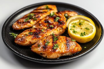Grilled Chicken with Lemon and Herbs on Plate