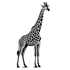 Naklejka premium giraffe silhouette white background 