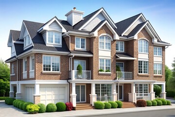 Obraz premium Large brick building with a white roof and many windows