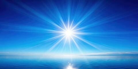 Fototapeta premium Sunlight filtered through the clear blue sky creating a soft warm glow on the landscape , blue horizon, sunny day