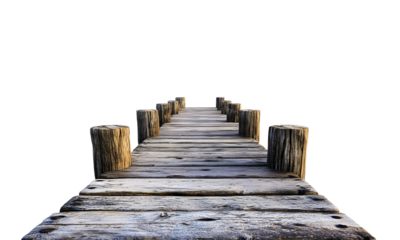 Wooden pier on a transparent background.