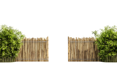 Fototapeta premium Bamboo fences on a transparent background.