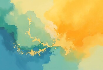 Obraz premium Vibrant Abstract Bursts of Yellow and Blue Dance Across a Soft Canvas. Generative AI