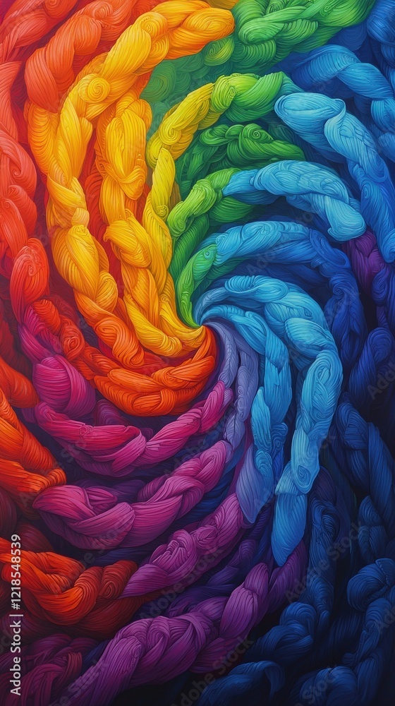 Poster abstract colorful spiral design with vibrant rainbow waves and flowing patterns in a dynamic swirl f