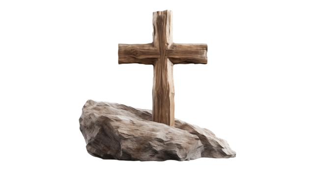 Wooden Cross on Rock Faith Spirituality Easter Religion Symbol