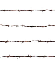 Rusty barbed wire, on a transparent background.