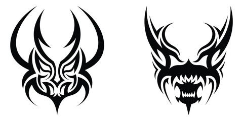 Tribal tattoo. Old school tattoo neo-tribal style. set vector icons. tribal tattoo isolated on white background. Vector illustration	