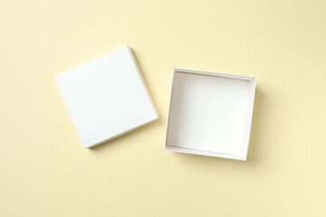 Open white box on color background