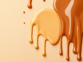 melted chocolate dripping on white background