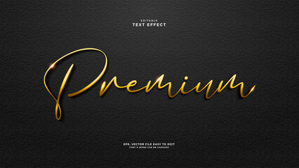 Premium editable text effect, luxury gold script text style