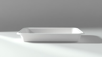 Empty White Rectangular Food Container on a White Background