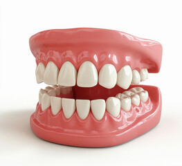 Obraz premium 3D illustration of a dental implant and two teeth on a light blue background