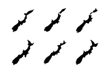 Black and White Maps of New Zealand vector