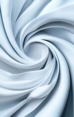 A swirling pattern of soft, light blue fabric creates a sense of depth and texture, showcasing smooth folds and gentle curves.