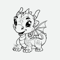 vector illustration of dragon for kids coloring book or comics.