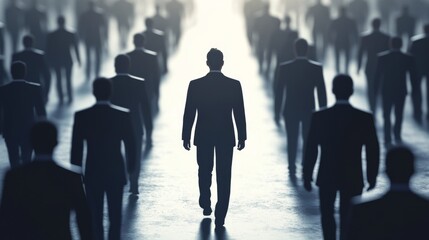 Obraz premium A leader leads the people. They show leadership skills and qualities. A leader manages the crowd and brings them together.