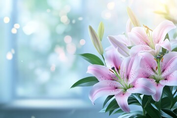 Fototapeta premium Pink Lilac and blur sunny background 