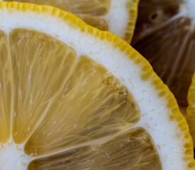 close up of lemon slices 
