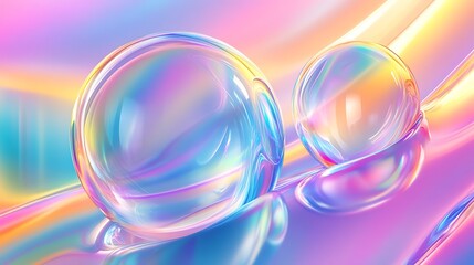Obraz premium Iridescent Glass Spheres on a Colorful Abstract Surface