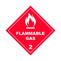 Flammable Gas sign. Symbol class 2. Hazardous materials. Vector illustration flat design. Isolated on white background.