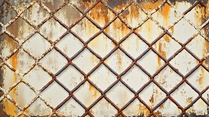 Fototapeta premium Distressed rusted metal mesh with chain link pattern background