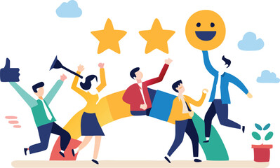 Employee engagement, commitment or motivation to success with company, staff dedication or job satisfaction, productivity or employee recognition