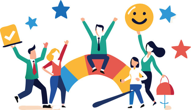 Employee engagement, commitment or motivation to success with company, staff dedication or job satisfaction, productivity or employee recognition