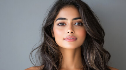 Fototapeta premium young indian woman standing with long straight hair