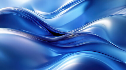 Three-dimensional blue curves with glass texture and gradient