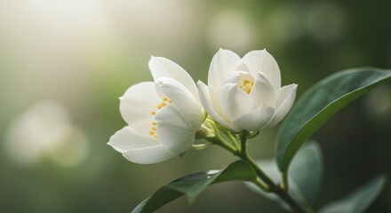 Obraz premium Serene Jasmine Blossoms: A Delicate, Soft-Light Botanical Image
