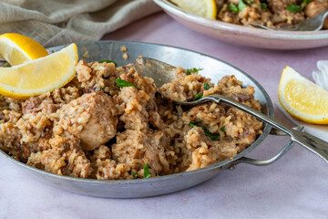 Spiced chicken and date pilaf