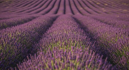 Obraz premium Lavender Fields: Serene Rows of Purple Blossoms in a Tranquil Landscape