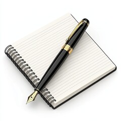 Naklejka premium Classic fountain pen with lined spiral notebook, fountain pen for professional writing, premium stationery set for journaling. Writing tools for creative journaling