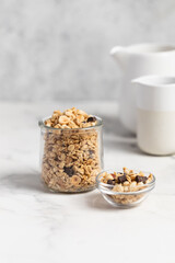 Granola with chocolate and nuts, breakfast