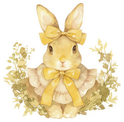Obraz premium PNG Adorable bunny with yellow bows