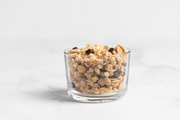 Granola with chocolate and nuts, breakfast