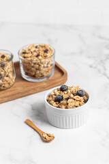 Granola with chocolate and nuts, breakfast