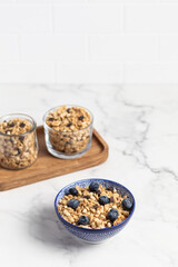 Granola with chocolate and nuts, breakfast