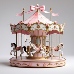 Obraz premium illustration of a pink carousel on a white background