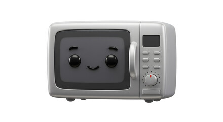 Fototapeta premium Cute Cartoon Microwave Oven 3D Render isolated on white background. Generative AI