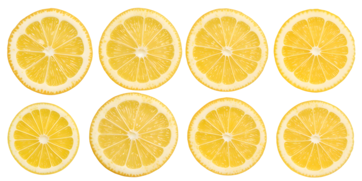 collection of lemon slices isolated on transparent background png