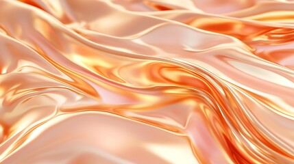 Fototapeta premium Abstract Golden Silk Drapery Soft Waves Flowing Fabric